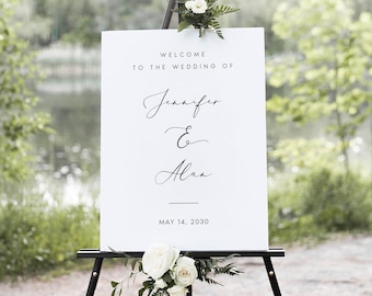 Wedding Welcome Sign Template, Modern Wedding Welcome Sign, Printable Welcome Sign Wedding, Botanical Floral, Editable,Templett Wedding Sign