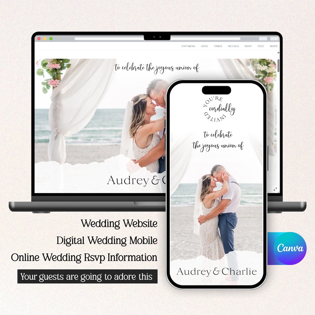 Minimalist Wedding Website Template Easy Online RSVP Etsy