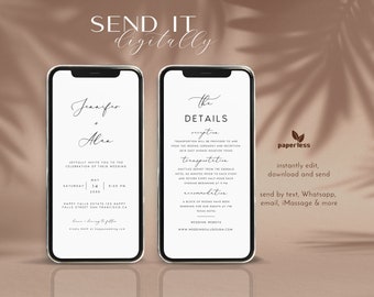 Modern Wedding Details Card Template, Editable Invitation Insert Card, Minimalist Wedding Details Insert, Printable Enclosure Card, RSVP