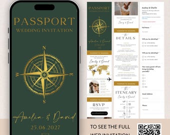 Digital Wedding Invitation Website: RSVP, Map, Countdown (Canva Template)