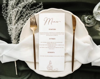 Wedding Menu Template, 5x7 & 4x6 Wedding Menu Printable, Modern Wedding Menu, Simple Menu Cards, Reception Dinner Menu Editable, #Pandora