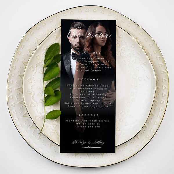 Full Picture Menu, Wedding Menu Template,  Modern Wedding Menu, Simple Menu Cards, Modern Wedding Menu,Editable Menu,Elegant Engagement Menu