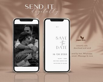Electronic Save The Date Template,Modern Save The Date Digital With Photo,Photo Save the Date Invite,Save The Date Digital Download, #Havana