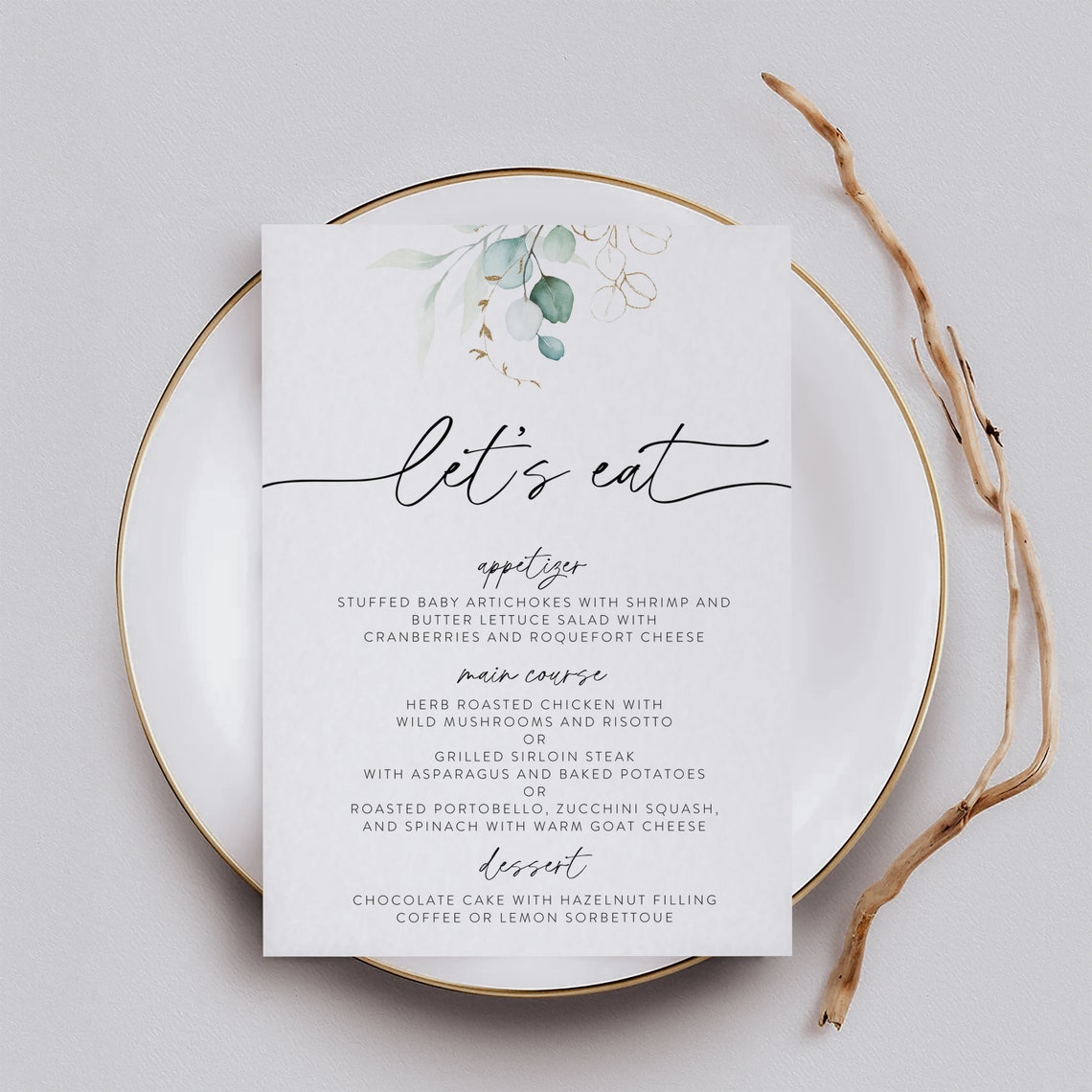 Minimalist Wedding Menu Template, Modern Script Wedding Dinner Menu ...