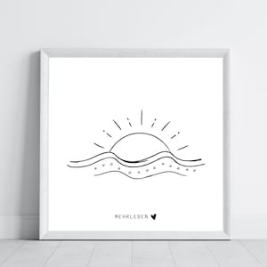 Kunstdruck: Serie Sommer Sonne Strand und Mehrleben | Museumsqualität Papier naturweiß | Minimalistischer Druck | Meer | Poster Sonne