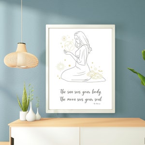 Art Print: Spiritual | Grey/White | Moon | Minimalist Poster | Quote Moon | Positive Mindset | Poster Spiritual Living Room