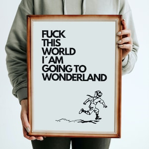 Poster: Sayings Poster | &quot;WONDERLAND&quot; | Minimalist cool poster | Black and white | Typography | Poster living room | Wall decoration