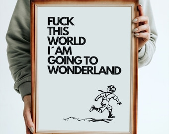Poster: Sayings Poster | "WONDERLAND" | Minimalist cool poster | Black and white | Typography | Poster living room | Wall decoration