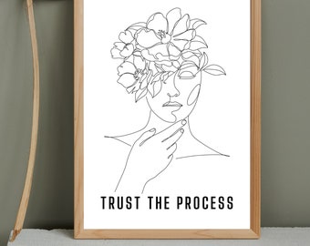 Art Print: TRUST THE PROCESS | Positive Mindset | Minimalist Poster | Call | Poster Spiritual Living Room