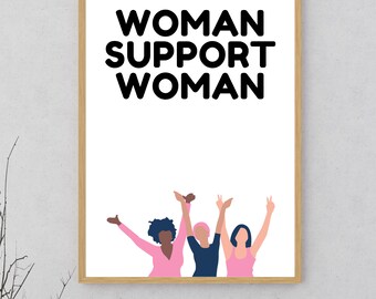 Kunstdruck: Frauenpower | WOMAN SUPPORT | Poster Typo | Poster Frauen | Motivation | Spruch | Positives Mindset | Poster Minimalistisch