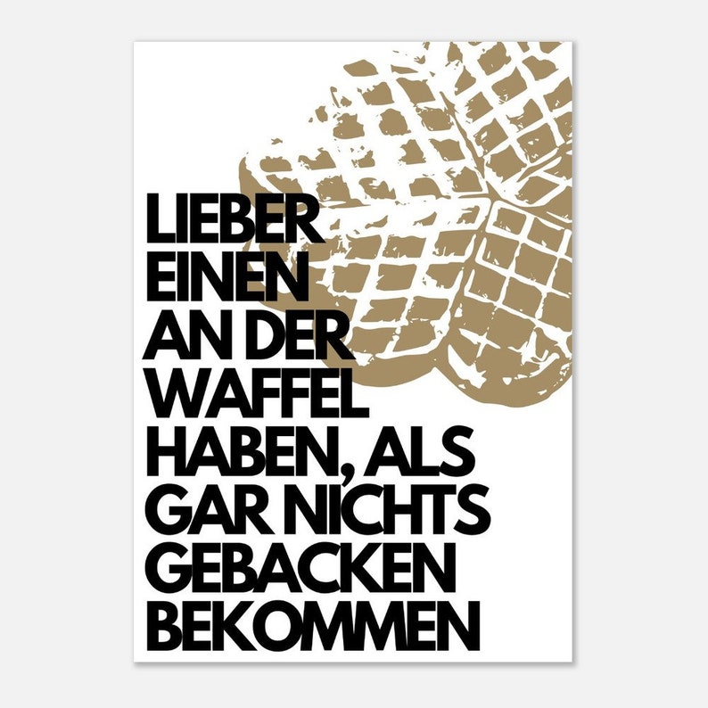 Art print: Poster kitchen | "Waffle" | Kitchen dining room decoration | Minimalist poster | Poster baking waffles | Café decoration image 2