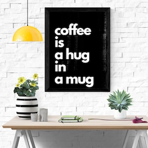 Art Print: Poster Kitchen | &quot;Coffee&quot; | Black | Typography coffee | Minimalist Poster | Black and white poster