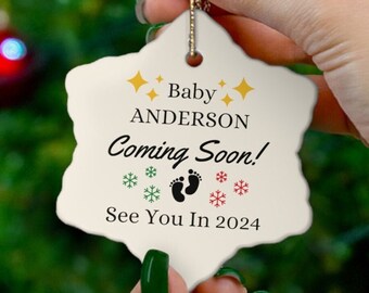 Pregnancy Announcement Ornament, Baby Coming Soon Ornament, Personalized Baby Ornament, Custom Baby Ornament, Custom Christmas Ornament