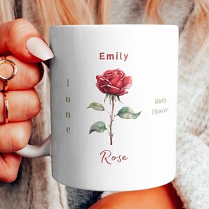 Birth Flower Mug Personalized Birth Flower Coffee Cup With Name Custom Birth Month Flower Mug Birthday Gift For Her Gift For Friend