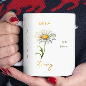 Birth Flower Mug Personalized Birth Flower Coffee Cup With Name Custom Birth Month Flower Mug Birthday Gift For Her Gift For Friend