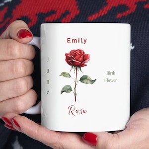 Birth Flower Mug Personalized Birth Flower Coffee Cup With Name Custom Birth Month Flower Mug Birthday Gift For Her Gift For Friend