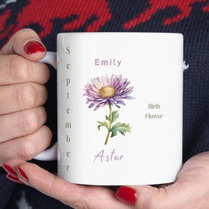 Birth Flower Mug Personalized Birth Flower Coffee Cup With Name Custom Birth Month Flower Mug Birthday Gift For Her Gift For Friend