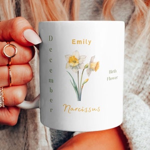 Birth Flower Mug Personalized Birth Flower Coffee Cup With Name Custom Birth Month Flower Mug Birthday Gift For Her Gift For Friend