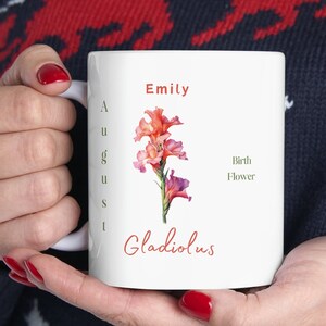 Birth Flower Mug Personalized Birth Flower Coffee Cup With Name Custom Birth Month Flower Mug Birthday Gift For Her Gift For Friend