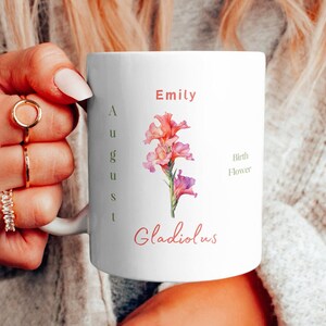 Birth Flower Mug Personalized Birth Flower Coffee Cup With Name Custom Birth Month Flower Mug Birthday Gift For Her Gift For Friend