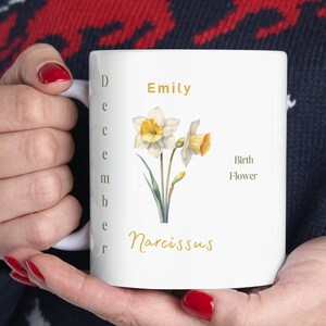 Birth Flower Mug Personalized Birth Flower Coffee Cup With Name Custom Birth Month Flower Mug Birthday Gift For Her Gift For Friend