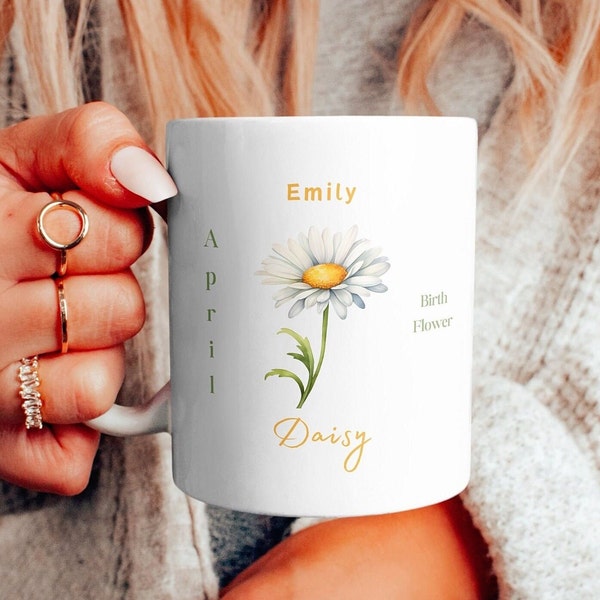 Birth Flower Mug Personalized Birth Flower Coffee Cup With Name Custom Birth Month Flower Mug Birthday Gift For Her Gift For Friend