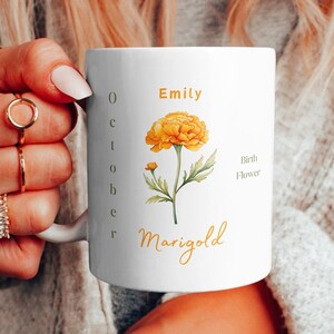 Birth Flower Mug Personalized Birth Flower Coffee Cup With Name Custom Birth Month Flower Mug Birthday Gift For Her Gift For Friend