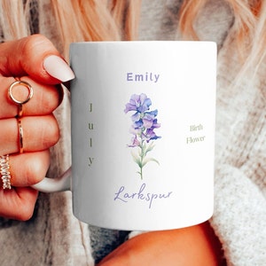 Birth Flower Mug Personalized Birth Flower Coffee Cup With Name Custom Birth Month Flower Mug Birthday Gift For Her Gift For Friend