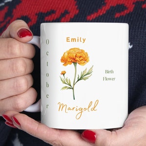 Birth Flower Mug Personalized Birth Flower Coffee Cup With Name Custom Birth Month Flower Mug Birthday Gift For Her Gift For Friend