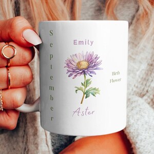 Birth Flower Mug Personalized Birth Flower Coffee Cup With Name Custom Birth Month Flower Mug Birthday Gift For Her Gift For Friend