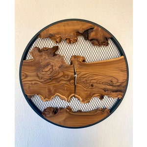 Custom Made Metal & Olive Wood Wall Clock, Wooden Wall Clock, Rustic Wall Clock, Unique Gift, Metal Clock, Home Gift, Housewarming gift