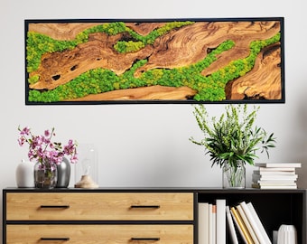 Preserved Moss Wall Art: Olive Wood Decor, Made to Order