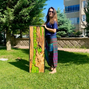 Handcrafted Olive Wood & Preserved Moss Wall Art