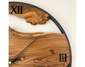 Live Edge Olive Wood Wall Clock, Personalized Natural Wooden Clock, Bespoke Olive Wood Wall Clock, Unique Olive Wood Design