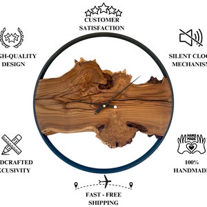 Custom Made Metal & Olive Wood Wall Clock, Wooden Wall Clock, Rustic Wall Clock, Unique Gift, Metal Clock, Home Gift, Housewarming gift