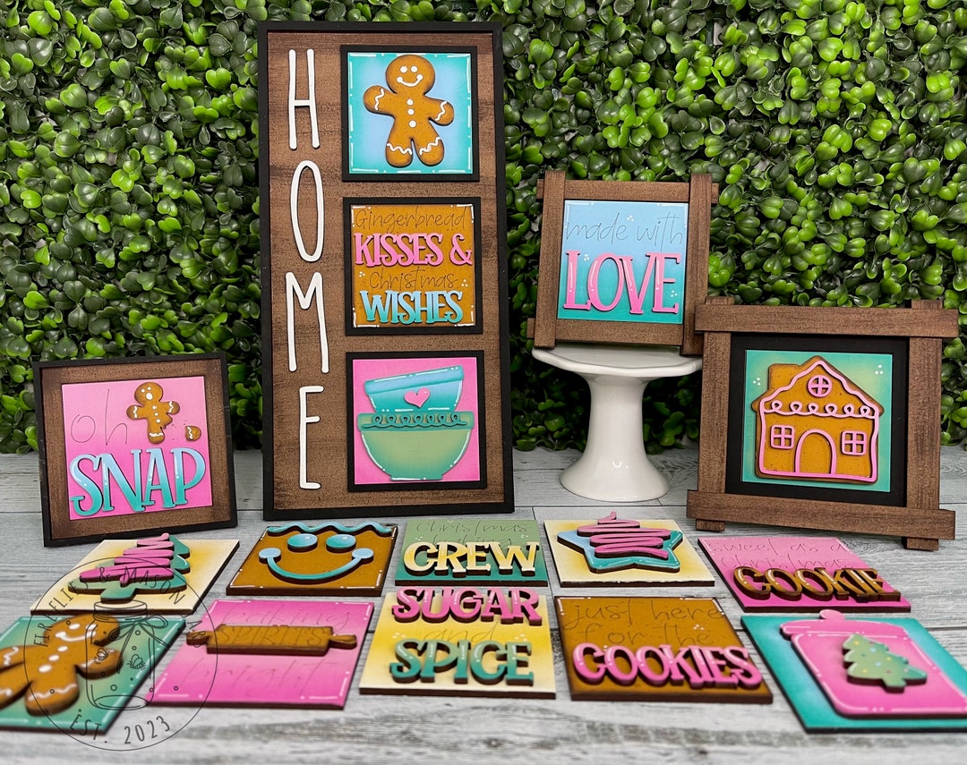 Sweet Christmas MINI Leaning Ladder Tiles Home Decor, Tiered Tray Decor