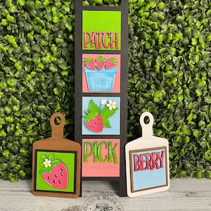 Strawberry MINI Leaning Ladder Tiles | Home Decor, Tiered Tray Decor, Custom Gifts, Stocking Stuffers