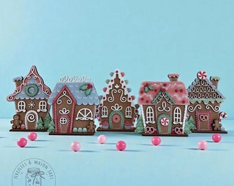 Gingerbread Christmas Candy Village Tabletop Decor | Seasonal Decor, Bundle or Individual Available, Build Your Own Village, Christmas Decor