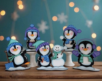 Cute Winter Penguins Standing Tabletop Decor | Winter Decorations, Tabletop Decor, Sold as a Set or Individually