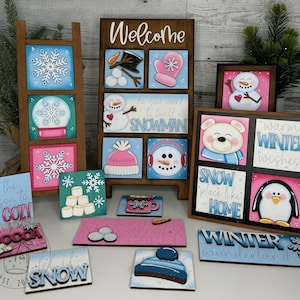 Winter MINI Leaning Ladder Tiles | Home Decor, Tiered Tray Decor, Custom Gifts, Stocking Stuffers