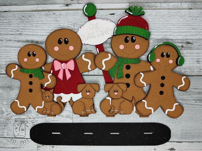 Gingerbread Standing Family, Custom Winter Tabletop Decor, Christmas ...