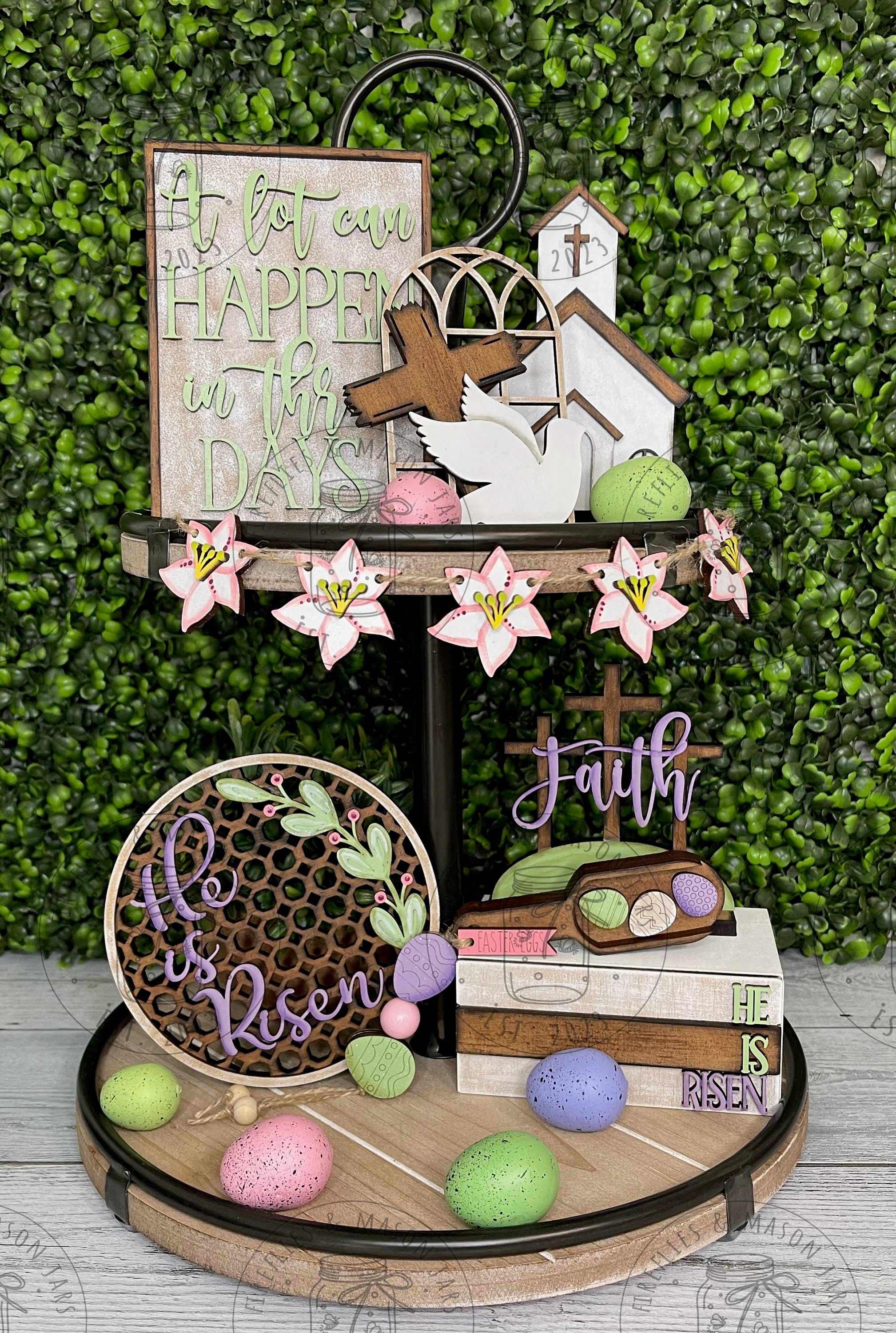 Religious Easter Tiered Tray Set
