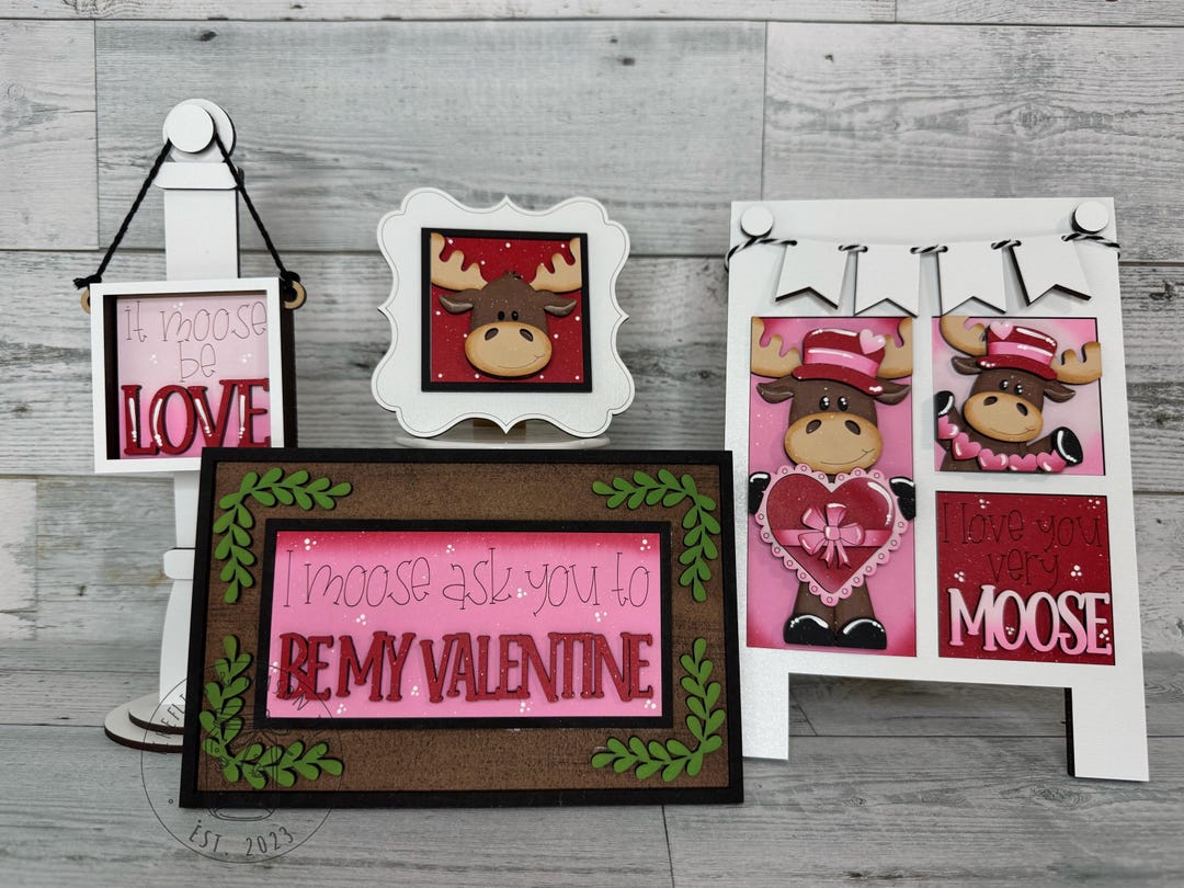 Valentine's Day Moose MINI Leaning Ladder Tiles | Home Decor, Tiered ...