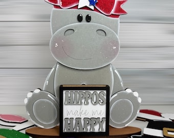 HIPPO Shelf Sitter with Interchangeable Hats and Bows for ALL SEASONS, Custom Gifts, Christmas Gifts 2025