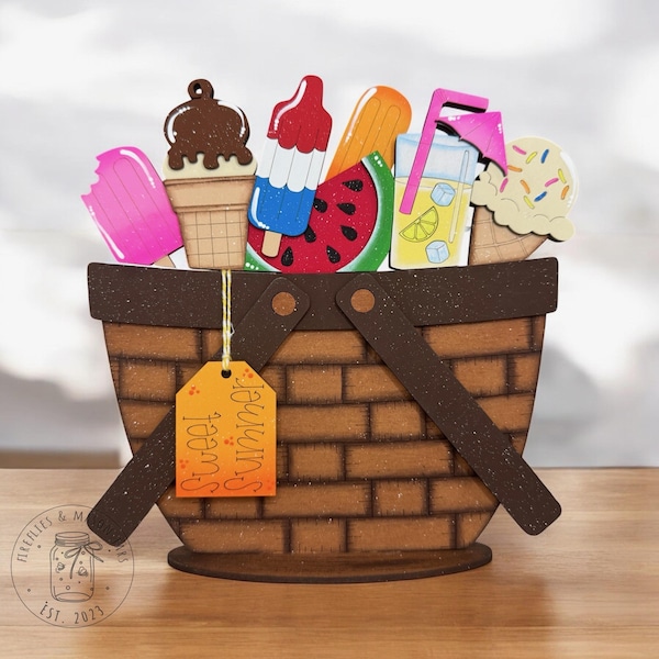 Sweet Sumer | Add-On for Large Flower Baskets and More. Interchangeable Home Decor for Summer, Custom Gifts.