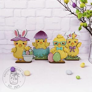 Easter Chicks Standing Shelf Sitters, Spring and Easter Decor, Sold as a Set or Individually