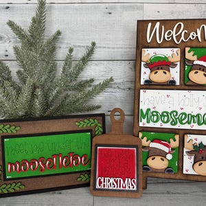 Christmas Moose MINI Leaning Ladder Tiles | Home Decor, Tiered Tray Decor, Custom Gifts, Stocking Stuffers
