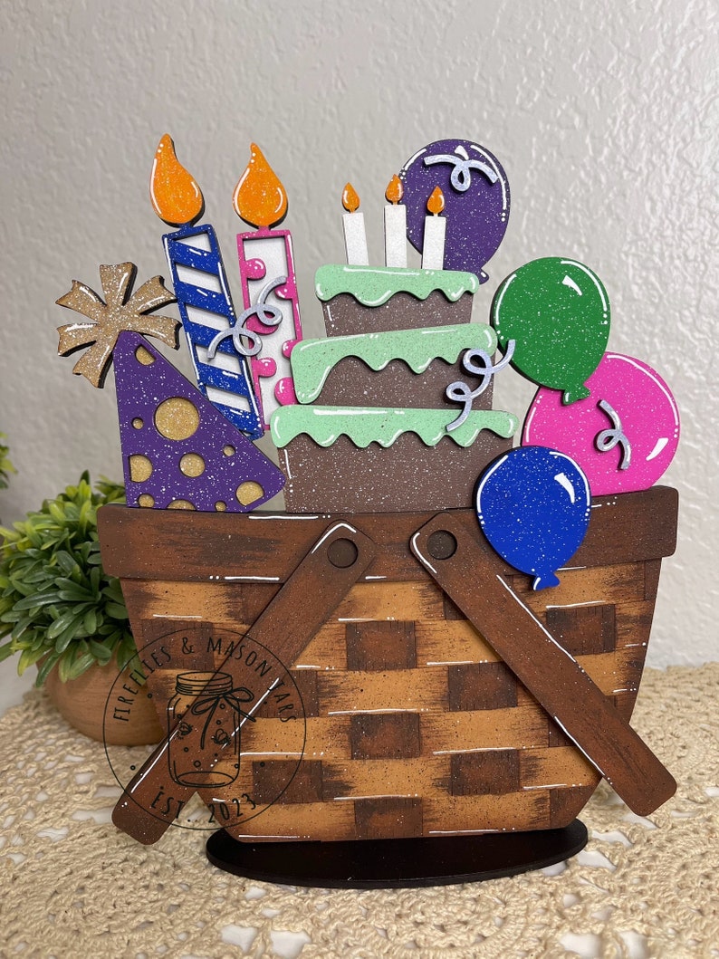 Birthday Addon for Large Flower Baskets and More. Interchangeable Home