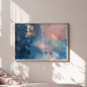 Wall art, abstract painting, large canvas art, giclee print, modern abstract art, art print, blue pink abstract art | Aurora Muse 328