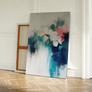Blaue bunte abstrakte Kunst, große Leinwand Kunst, moderne abstrakte Kunst, großer Kunst Druck, abstrakte Kunst | Aurora Muse 377